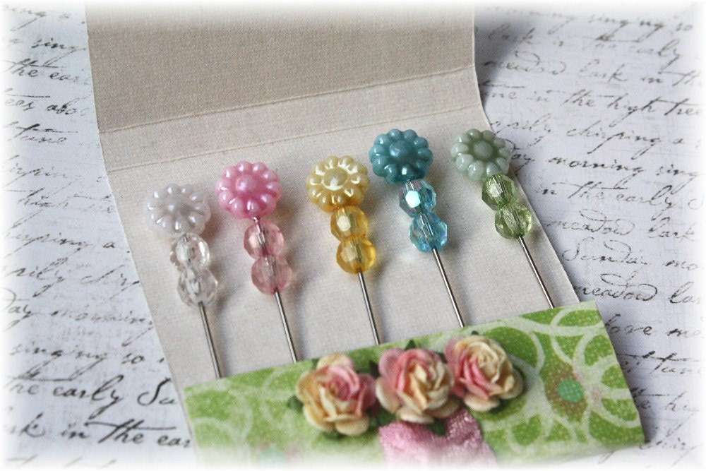 Mini Matchbook Stick Pins Spring Flowers for Scrapbooking or Cardmaking