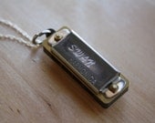 The Harmonica Necklace, Long Chain, Silver Swan, Musical Jewelry