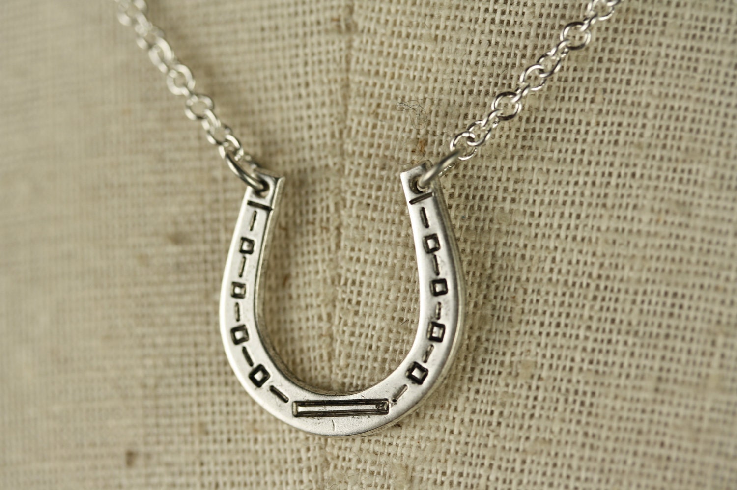Silver Horseshoe Necklace, Vintage Pendant, Western Jewelry, Simple Necklace, Good Luck, Lucky Horse Shoe