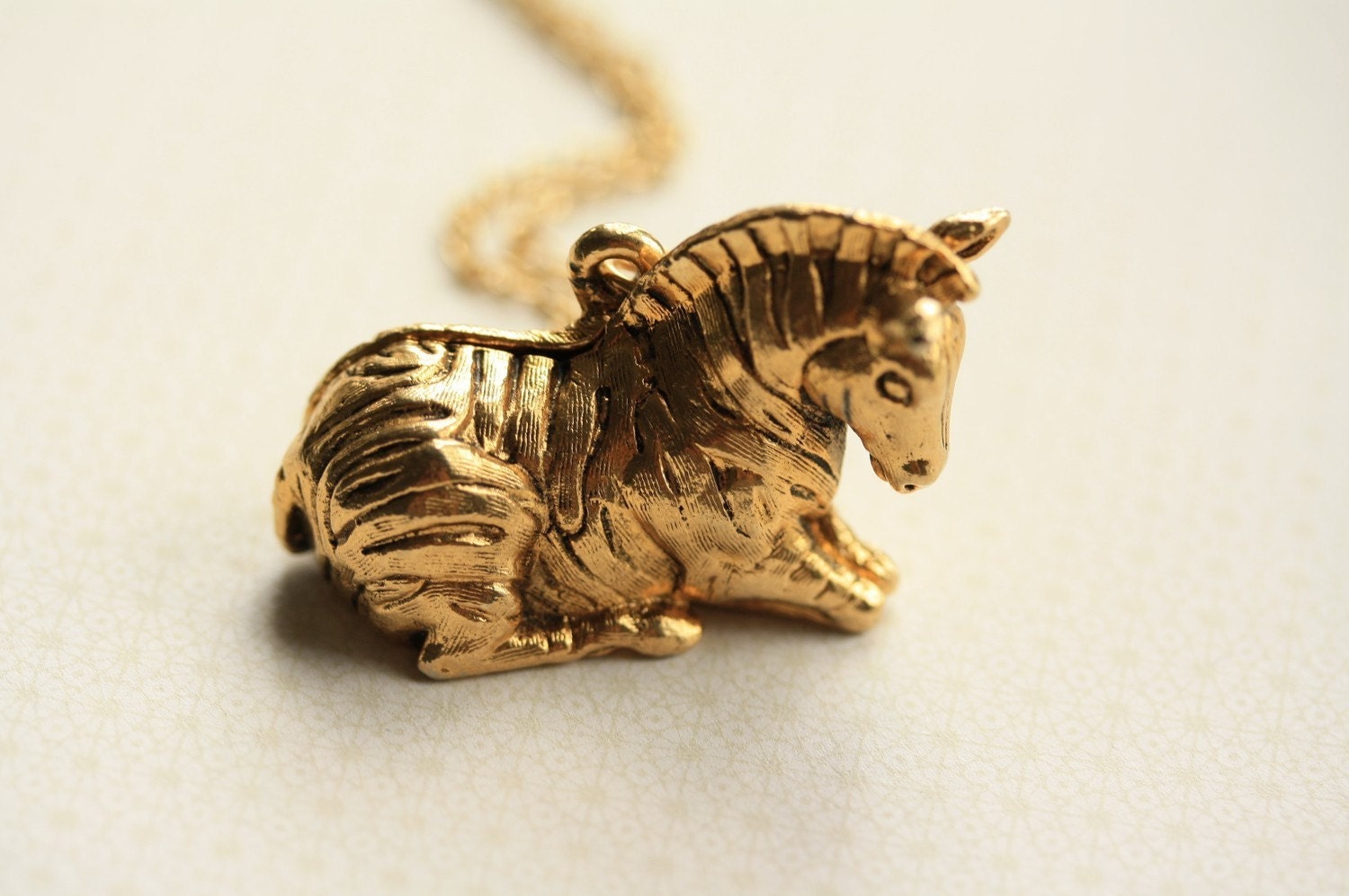 Locket Necklaces on Zebra Secret Locket  Long Pendant Necklace  Vintage Zoo Animal Jewelry