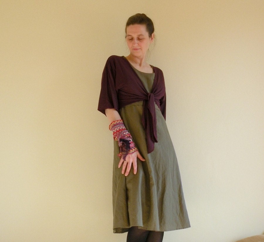 Short Violet Shrug Bolero Top  Upcycled Clothing Spring Fashion Woman's Clothing