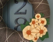 Yarn Wreath Felt Handmade Door Decoration -  Sunflower 12in