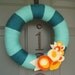 Yarn Wreath Handmade Front Door - Orange And Cream 12in.