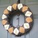 Yarn Wreath Felt Handmade Door Decoration - Argyle Plaid 12in