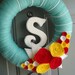 Yarn Wreath Felt Handmade Door Decoration - Bright Blooms 12in