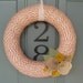 Yarn Wreath Felt Handmade Door Decoration - Tan and Red 12in