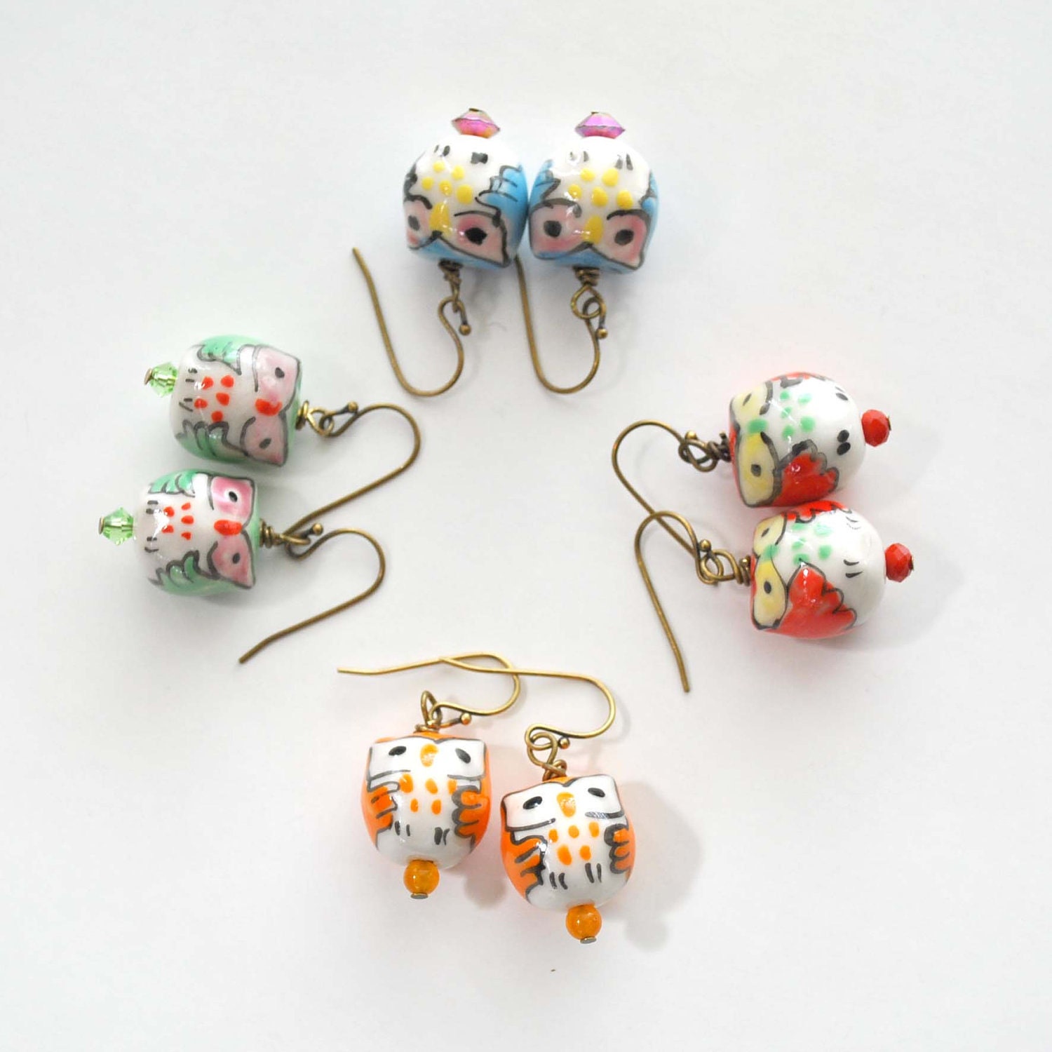 Green Owl Earrings