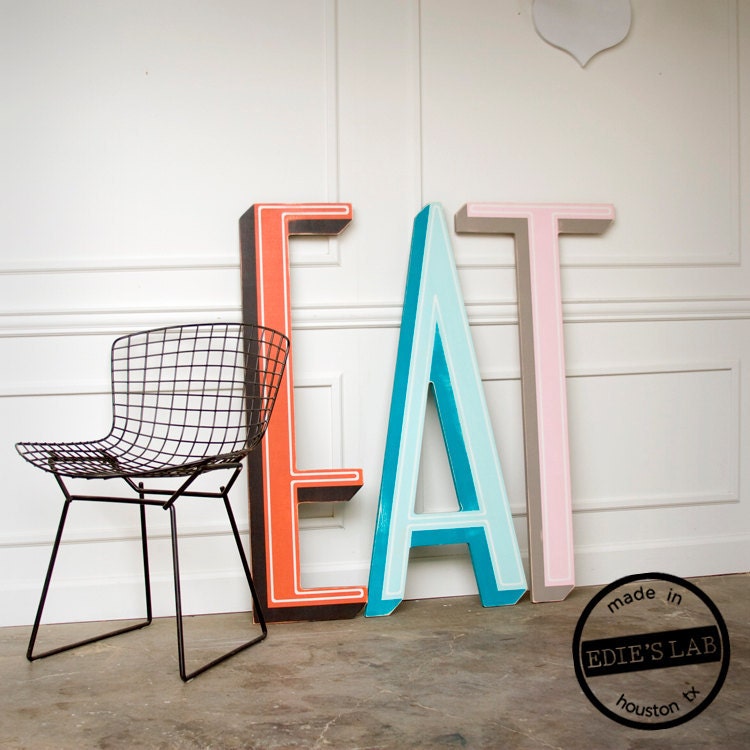 EAT Sign Mid Century Restaurant Diner Sign Neon Channel Letter Style