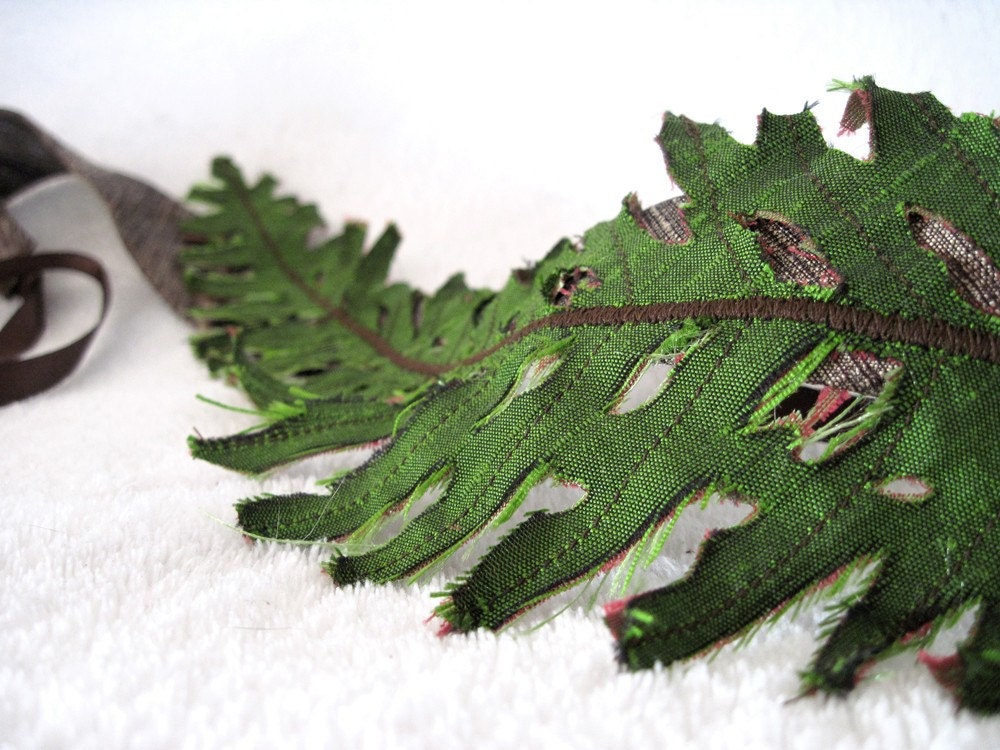 Fern Headband in Green Silk