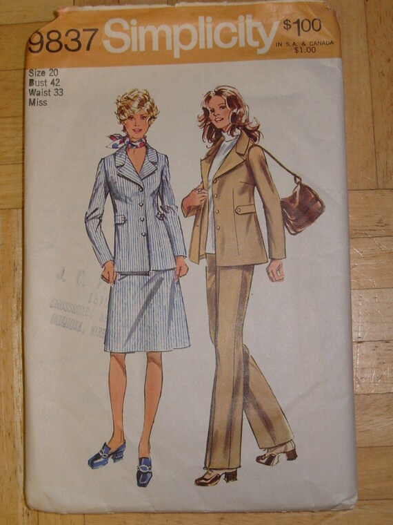 1971 Vintage Women's Suit Pattern - Simplicity 9837