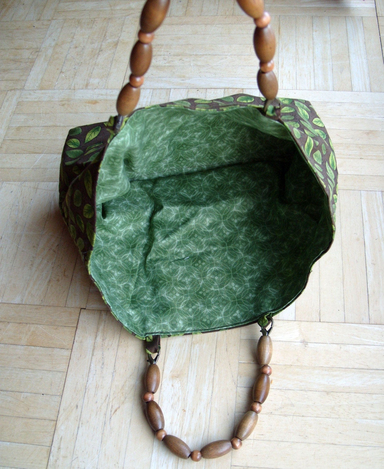 Leaf Purse with Beaded Handles