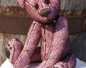 11 inch Handmade Jointed Mohair Artist Teddy Bear - Burgandy