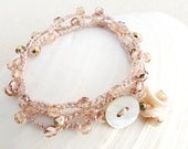 Blush Beach Ready Crochet Boho Beaded Necklace, Wrist Wrap Bracelet, Anklet, Seashell, Handmade Jewelry by CreativeGypsy on Etsy