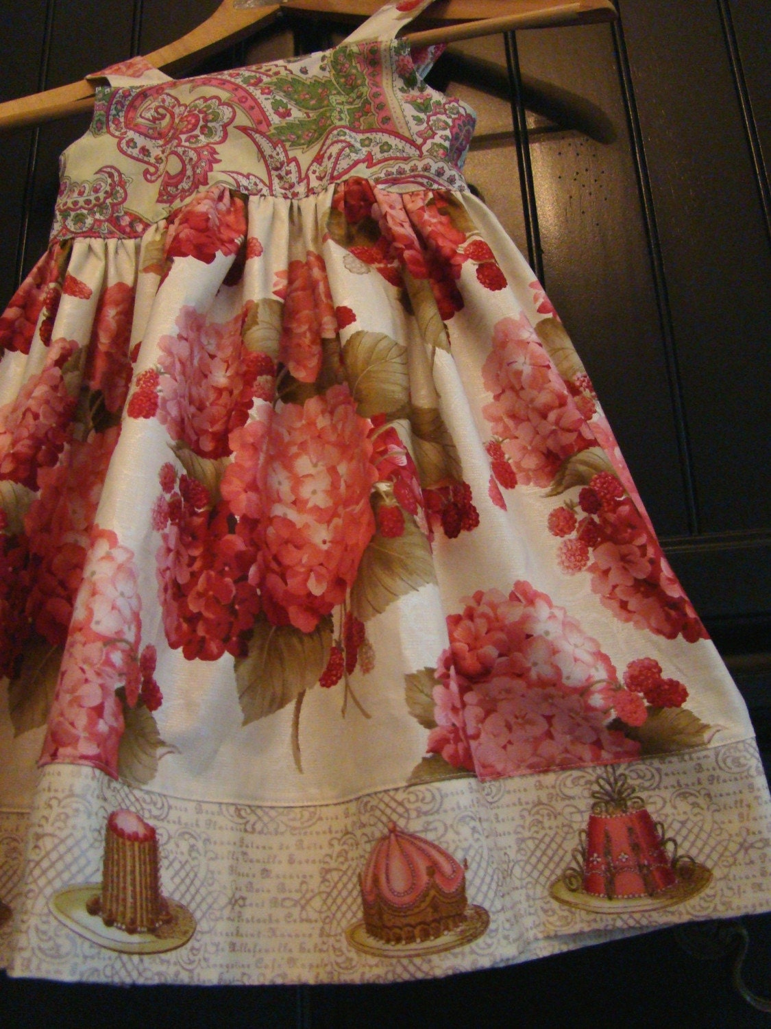 Raspberry Genoise girl's hydrangea knot dress