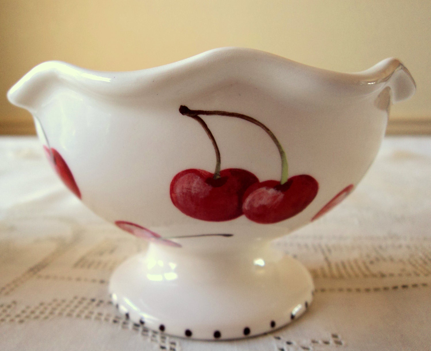 Reserved for H5M118- Hand Painted Ice Cream Cups with Cherries