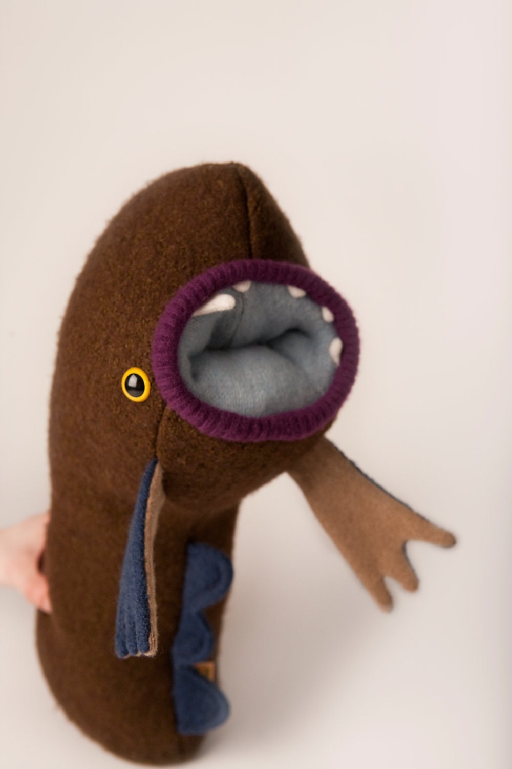 Wally the upcycled monster plush creature recycled sweaters
