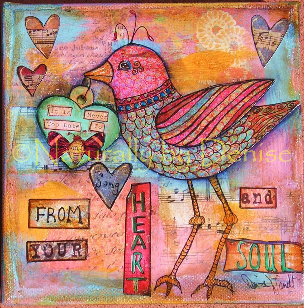 Sing from your Heart and Soul  6 X 6  Mixed Media Print