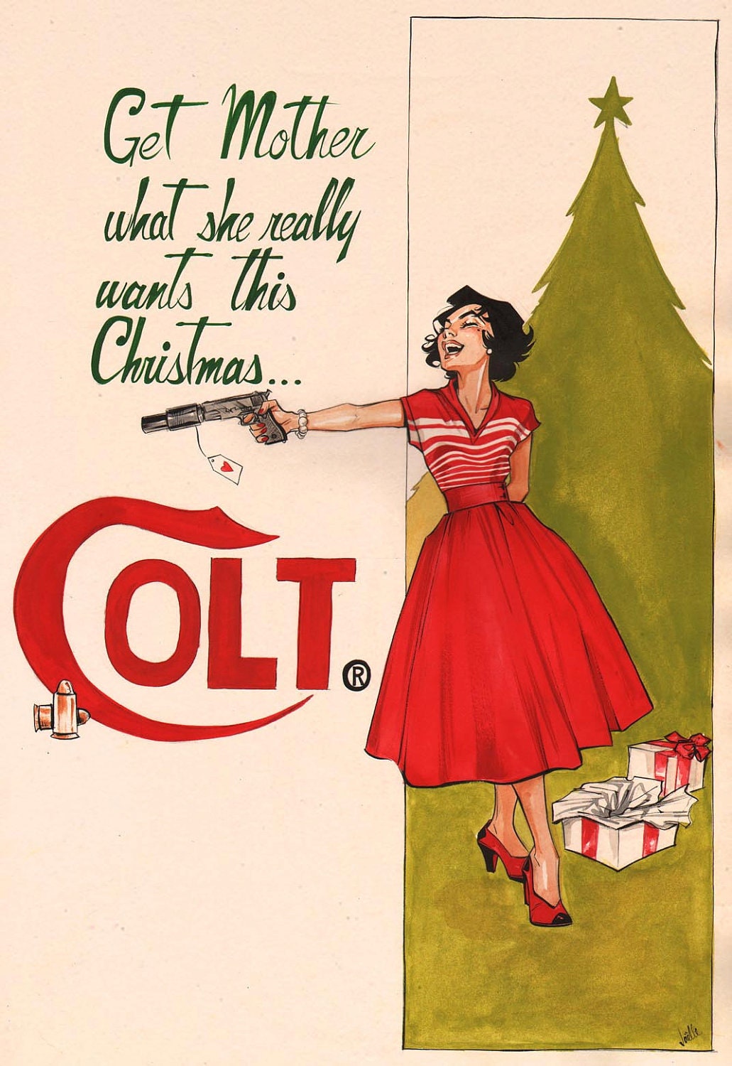 Vintage Ad Parody - Colt for Christmas, artwork by Joëlle Jones