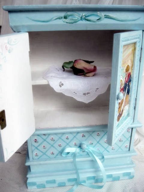 Cupboard, French Country, Shabby Chic, Pastel, Miniature, Nursery, Cottage Charm, Spearmint, Whimsical, by mailordervintage on etsy