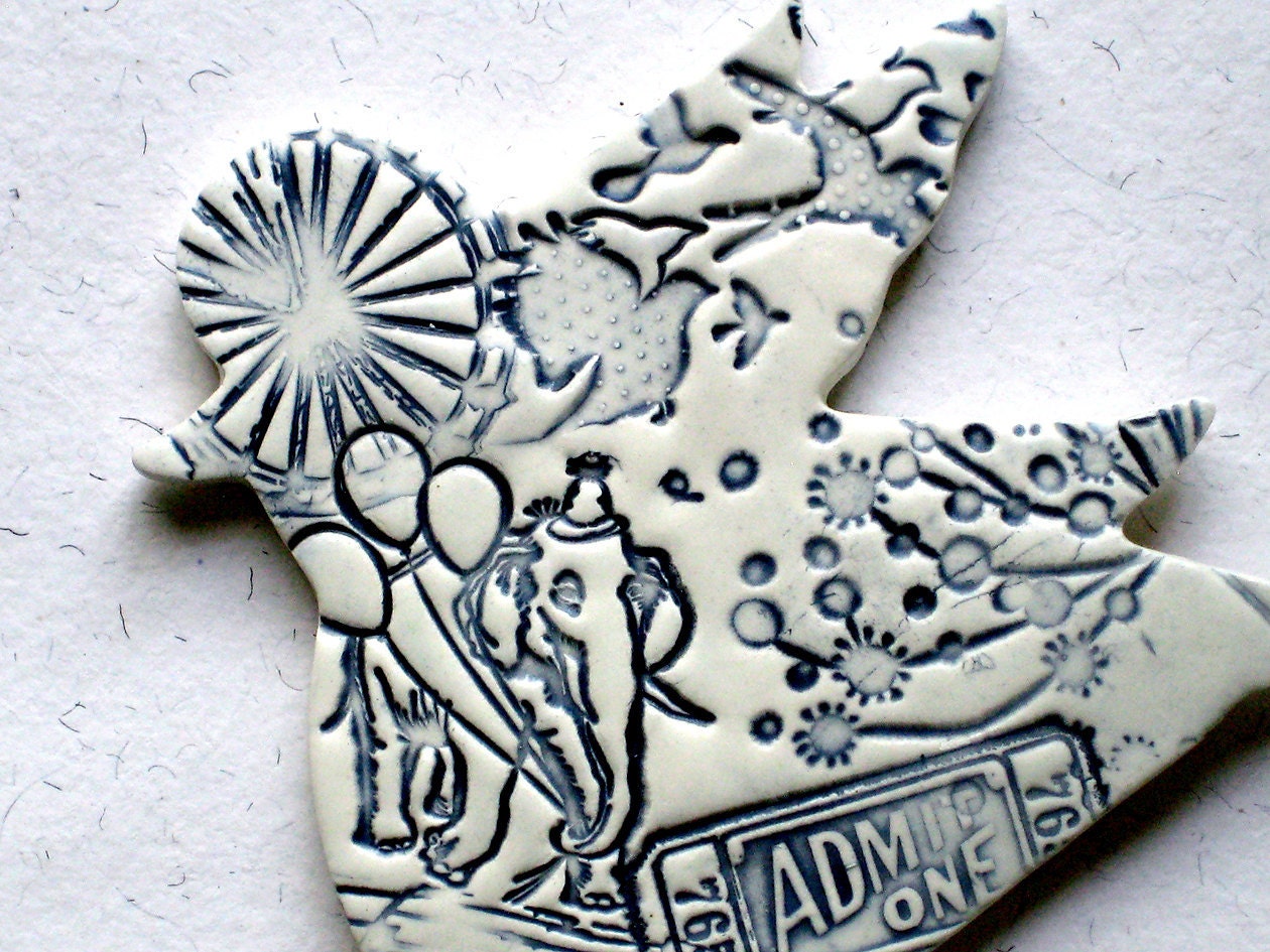 Dreams Take Flight -  Ceramic Wall Art - Room Decor Wall Plaque - Keepsake - Blue Bird in Flight