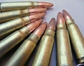 BULLETS - (12) Brass with Copper Tip Bullet Casings Pistol Rifle Gun Spent Shells Pendant Charm Industrial Nearly Vintage Steampunk Jewelry