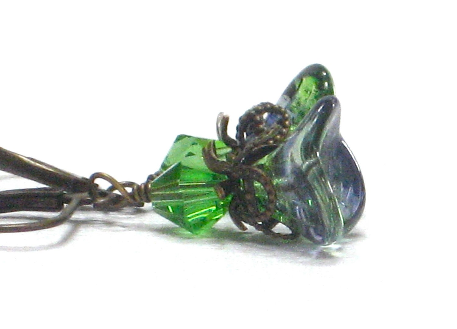 Green Blue Flower Earrings, Emerald May Birthday Gift Spring Fashion Earrings Under 15 - Earth