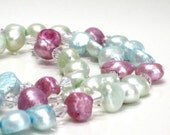 Pearl Necklace, Pastel, Mint, Aqua, Berry, Freshwater Pearl, Long Necklace, Summer Fashion, Under 25