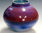 porcelain vase  with electric red and blud