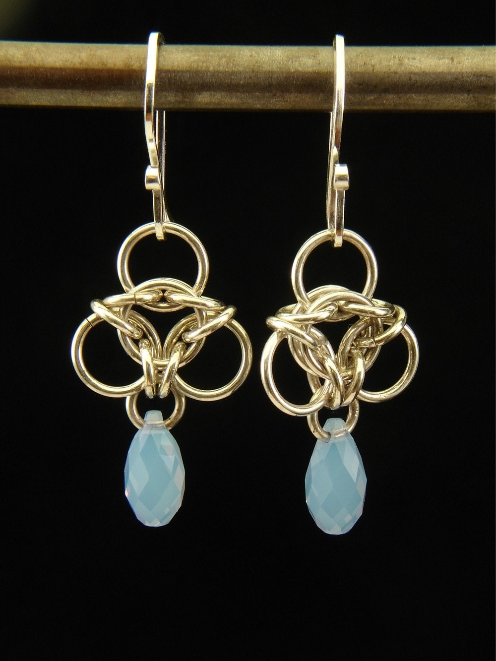 Handmade Aura Weave Chainmaille Silver Earrings