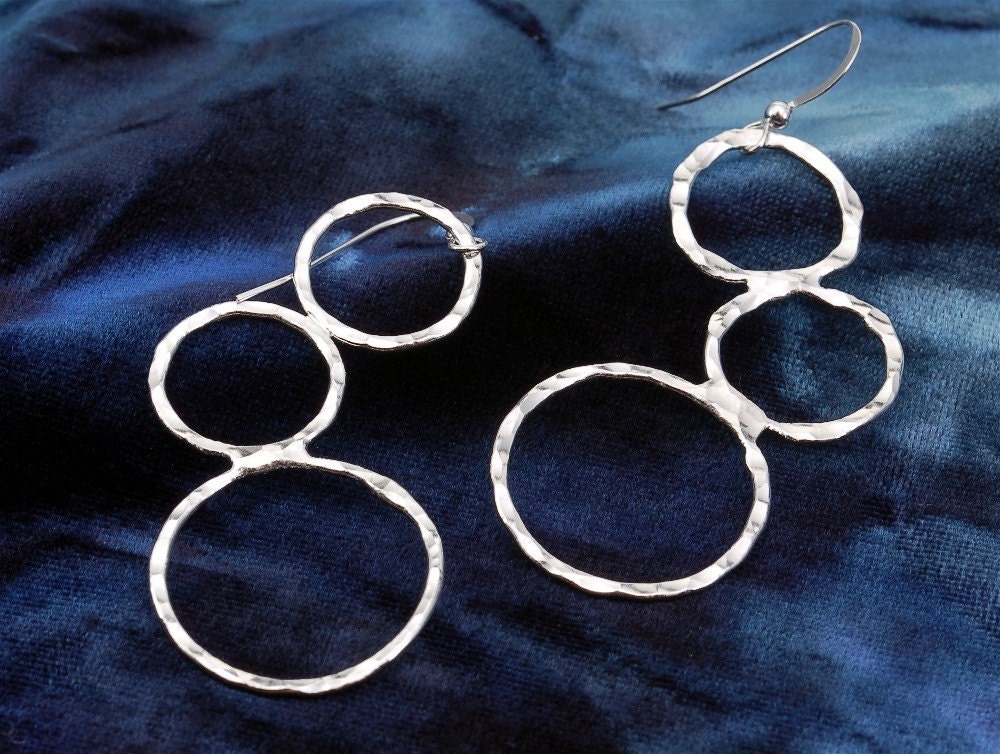 Handmade Fine Silver Bubble Hoop Earrings