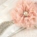 Bridal Sash - Wedding Sash in Blush Pink, Cream and Ivory with Chiffon, Jewels, Crystals and Rhinestones - Cristal