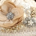 Bridal Clutch- Vintage Inspired Purse in Cream, Champagne and Ivory with Lace, Brooch, Pearls and Crystals