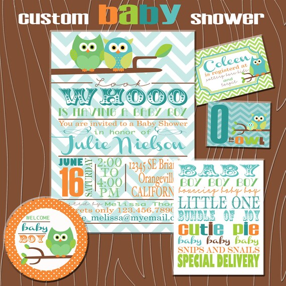 Custom Owl Baby Shower Printable Kit Il_570xn