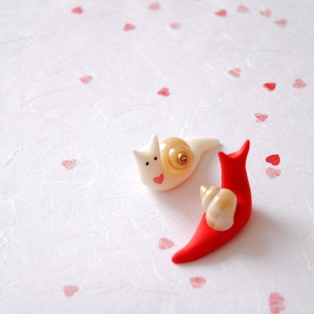 Snails in love - polymer clay magnets - The last set
