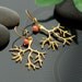 Coral earrings - Coral branch earrings - Gold coral earrings - Coral reef earrings in gold