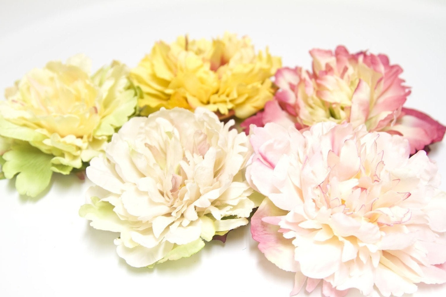 Perfect Portrait Large Fringy Peony Peach, Fuchsia, Cream, Green, Pink, Yellow Flower Hair Clip - Matilda Jane Serendipity