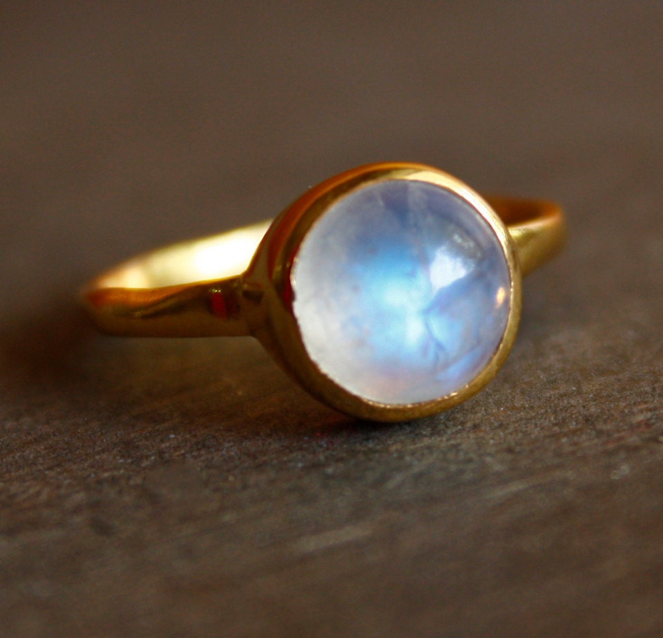 Rainbow Moonstone Ring - Round - Stacking Ring, June Birthstone Ring, June Birthdays