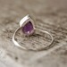 Memorial Day SALE Silver Purple Amethyst Teardrop Ring - Hammered Ring - Stackable Ring