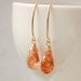 Gold Sunstone Earrings - Simple Hooks - Peaches and Apricot