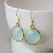 Aqua Chalcedony Earrings - Sea Foam Green - Simple Drops, Spring Green