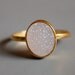White Druzy Ring - Oval Shaped Ring - Natural Geode Ring