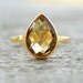 Gold Citrine Ring - Gemstone Ring - Stacking Ring, November Birthstone Ring, Teardrop