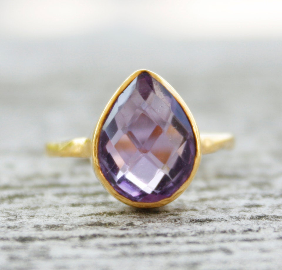 Purple Amethyst Ring - Gemstone Ring - Stacking Ring, February Birthstone Ring