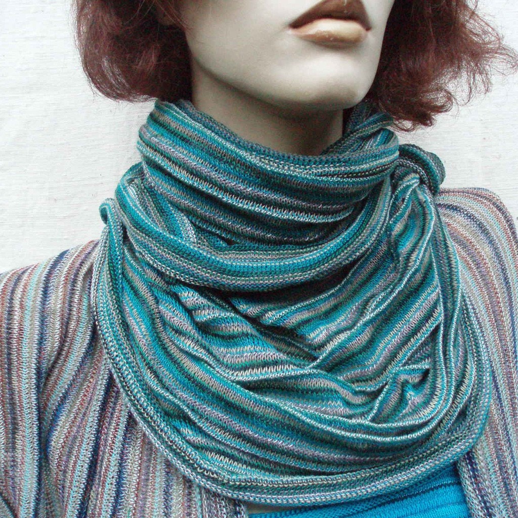 Infinity Loop wrap Turquoise Sapphire Teal & Coffee