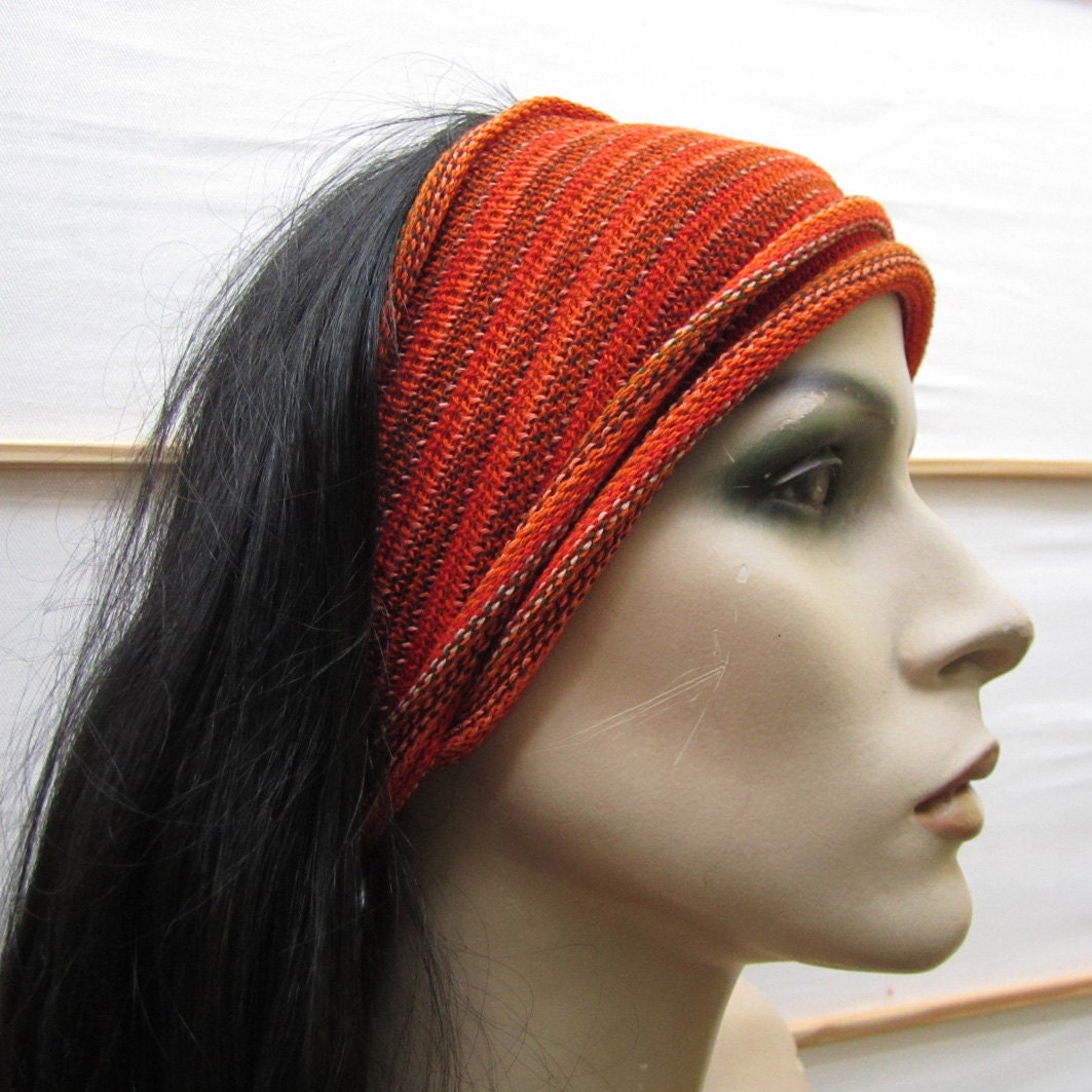 3 Eco Headwrap set Orange Red Rust Earth colors Outback Australia Midi size set