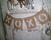XOXO Burlap Banner Sweet for Your Rustic Wedding, Baby Shower, Childs Room