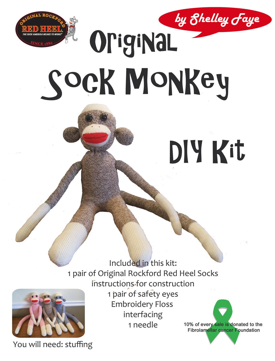 Classic sock monkey DIY kit - make your own handmade gift