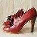 Vintage Platform Oxfords Size 8.5 Oxblood Leather Lace Up Wood Heels