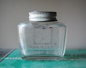 Vintage Small Glass Translucent Powder Cosmetic Jar.