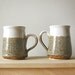 Vintage Handmade Ceramic Wheel Thrown Pair of Coffee or Tea Organic Mugs or Cup.